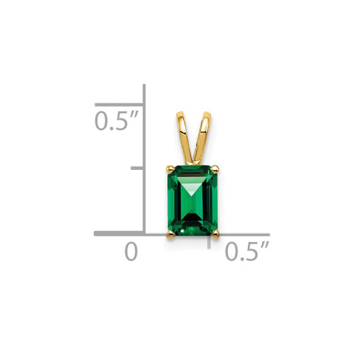 Image of 14K Yellow Gold 7x5mm Emerald-cut Synthetic Mount St. Helens Pendant