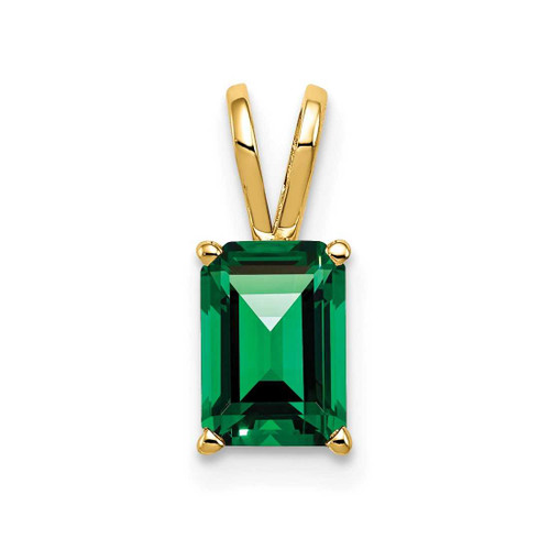 Image of 14K Yellow Gold 7x5mm Emerald-cut Synthetic Mount St. Helens Pendant