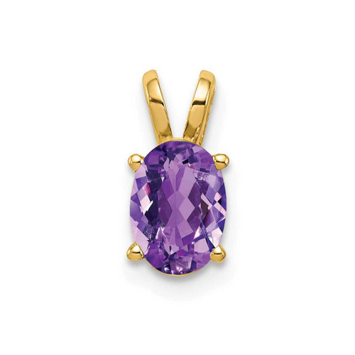 Image of 14K Yellow Gold 7x5mm Oval Amethyst Pendant