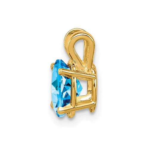 Image of 14K Yellow Gold 7x5mm Oval Blue Topaz Pendant