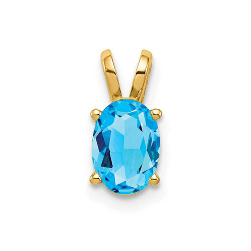 Image of 14K Yellow Gold 7x5mm Oval Blue Topaz Pendant