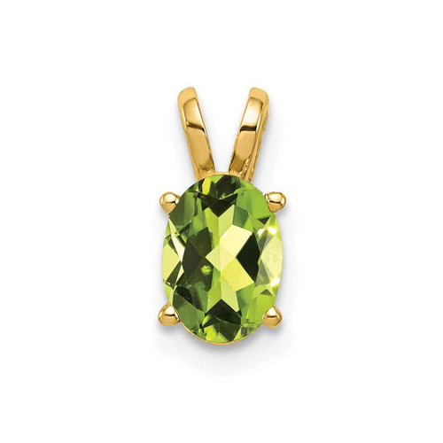 Image of 14K Yellow Gold 7x5mm Oval Peridot Pendant