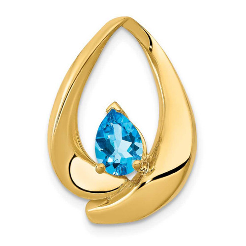 Image of 14K Yellow Gold 7x5mm Pear Blue Topaz Slide Pendant PM5238-BT-Y
