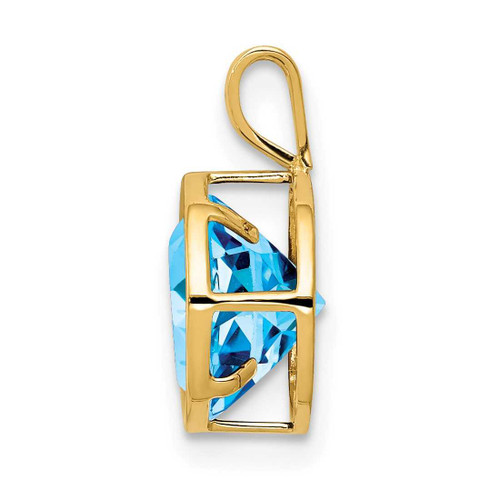 Image of 14K Yellow Gold 8mm Blue Topaz Bezel Pendant