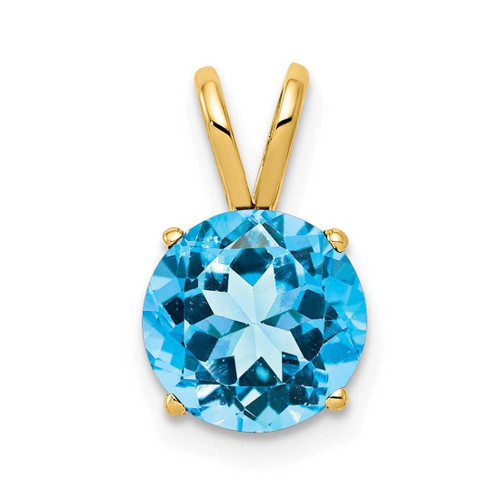 Image of 14K Yellow Gold 8mm Blue Topaz Pendant