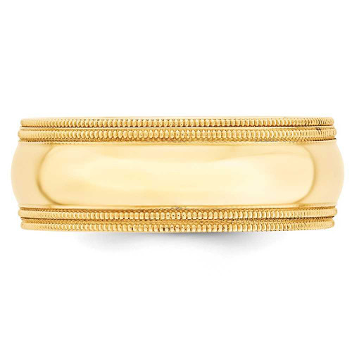 Image of 14K Yellow Gold 8mm Double Milgrain Comfort Fit Band Ring