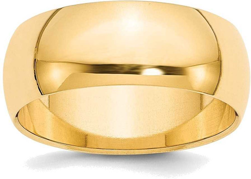 Image of 14K Yellow Gold 8mm Half-Round Wedding Band Ring