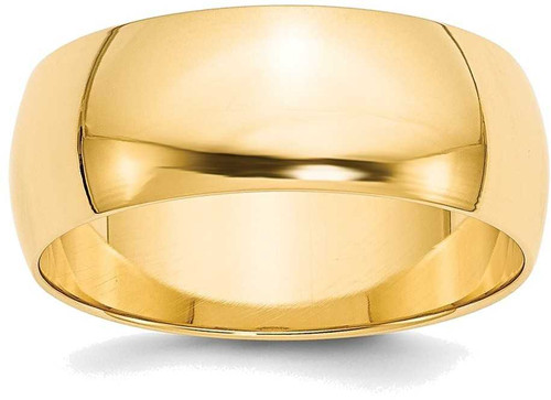 Image of 14K Yellow Gold 8mm Lightweight Half Round Band Ring