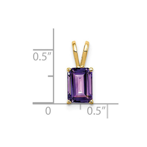 Image of 14K Yellow Gold 8x6mm Emerald-cut Amethyst Pendant