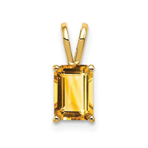 Image of 14K Yellow Gold 8x6mm Emerald-cut Citrine Pendant