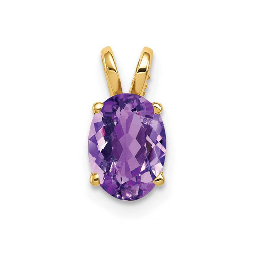 Image of 14K Yellow Gold 8x6mm Oval Amethyst Pendant