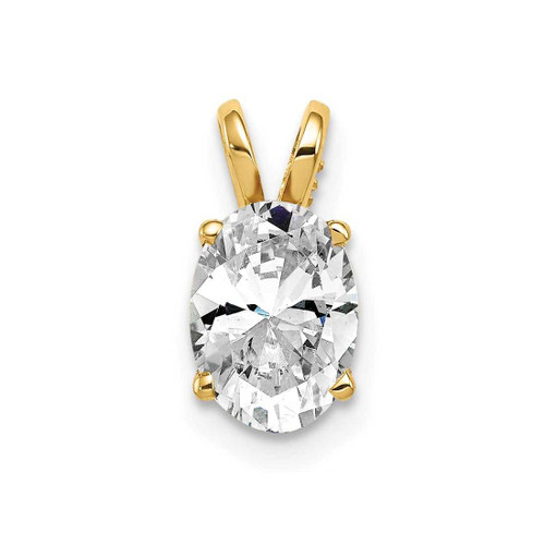 Image of 14K Yellow Gold 8x6mm Oval Cubic Zirconia Pendant