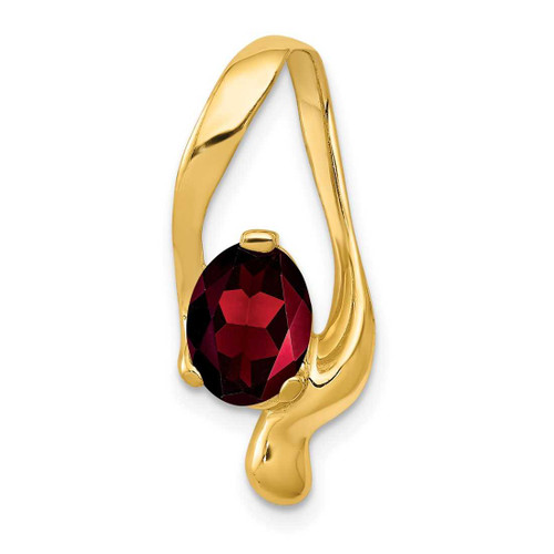 Image of 14K Yellow Gold 8x6mm Oval Garnet Slide Pendant