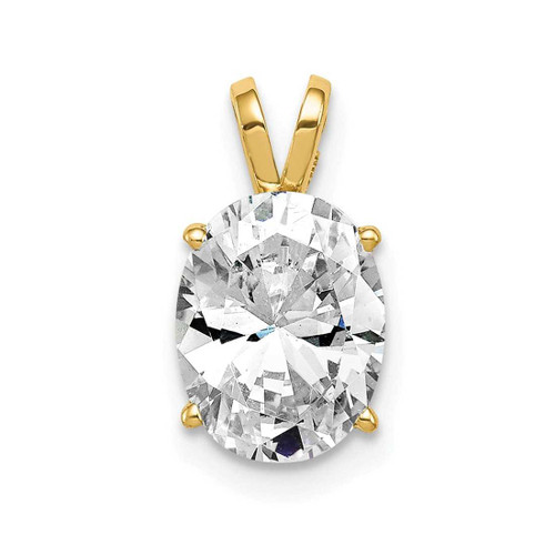 Image of 14K Yellow Gold 9x7mm Oval Cubic Zirconia Pendant