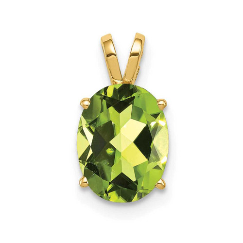 Image of 14K Yellow Gold 9x7mm Oval Peridot Pendant
