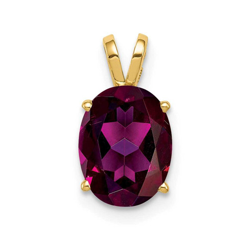 Image of 14K Yellow Gold 9x7mm Oval Rhodolite Garnet Pendant