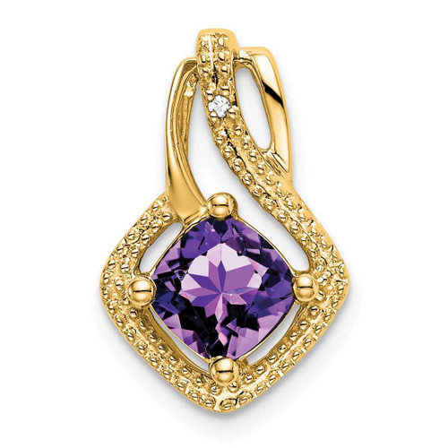 Image of 14K Yellow Gold Amethyst & Diamond Pendant PM7034-AM-001-YA