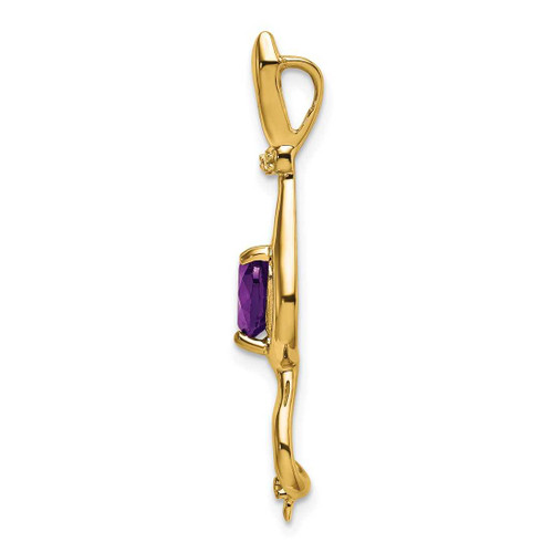 Image of 14k Yellow Gold Amethyst and Diamond Cat Pendant