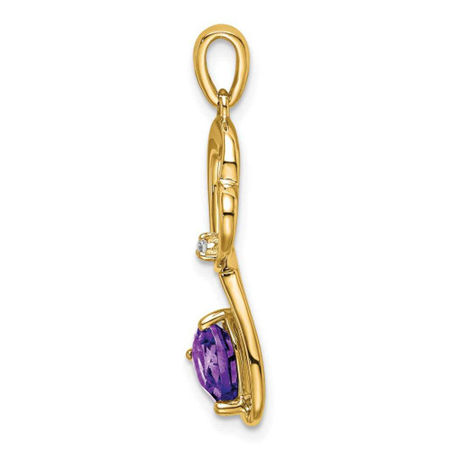 Image of 14k Yellow Gold Amethyst and Diamond Heart Pendant PM7007-AM-001-YA