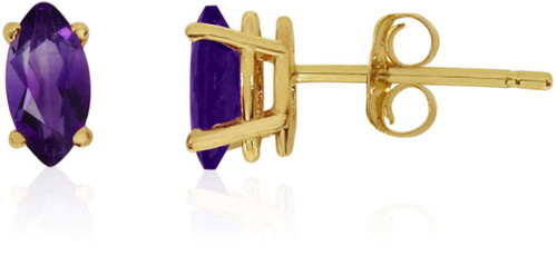 Image of 14K Yellow Gold Amethyst Marquise Earrings