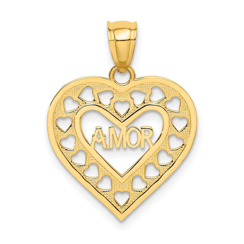 Image of 14K Yellow Gold Amor In Cut-Out Heart Pendant