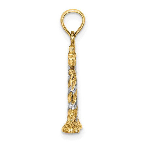 Image of 14K Yellow Gold and Rhodium 3-D Cape Hatteras Lighthouse Pendant
