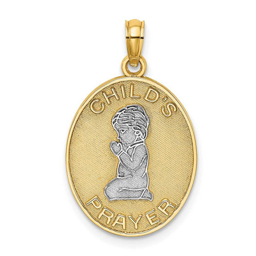 Image of 14K Yellow Gold and Rhodium 3-D Childs Night Time Prayer w/ Boy Pendant
