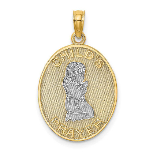 Image of 14K Yellow Gold and Rhodium 3-D Childs Night Time Prayer w/ Girl Pendant