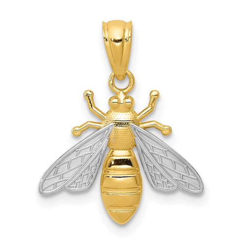 Image of 14K Yellow Gold and Rhodium Bee Pendant