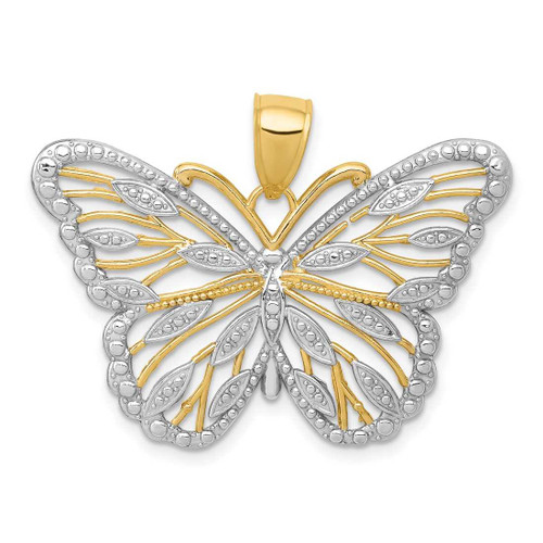 Image of 14K Yellow Gold and Rhodium Butterfly Pendant K4834