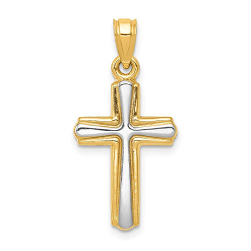 Image of 14K Yellow Gold and Rhodium Cross Pendant D3190