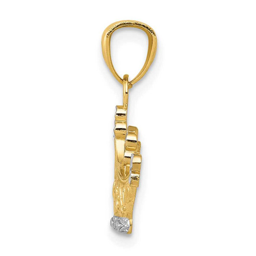 Image of 14K Yellow Gold and Rhodium Crown Pendant K2753