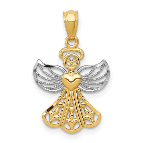 Image of 14K Yellow Gold and Rhodium Filigree Angel Pendant XR919