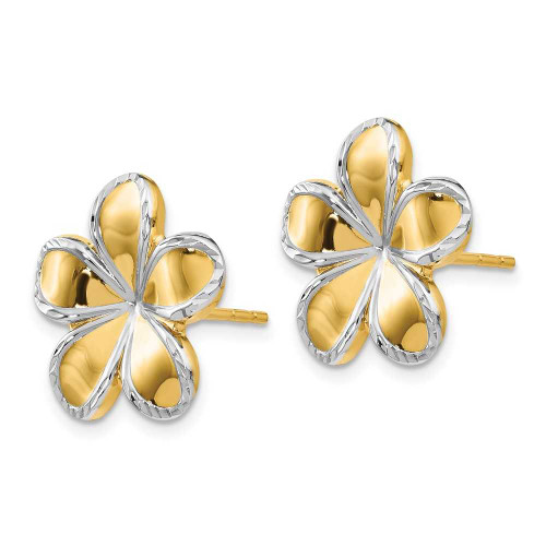 Image of 15mm 14K Yellow Gold and Rhodium Flower Post Earrings