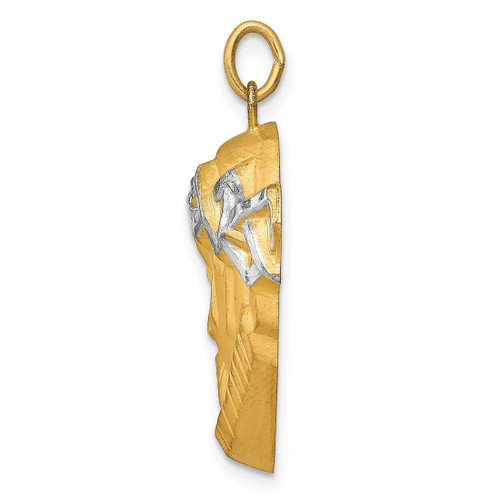 Image of 14K Yellow Gold and Rhodium Hollow Polished/Satin Large Jesus Medal Charm