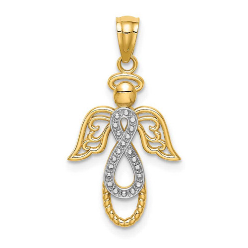 Image of 14K Yellow Gold and Rhodium Infinity Angel Pendant