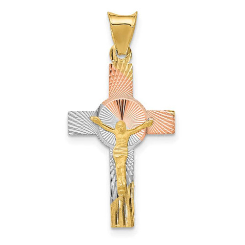 Image of 14K Yellow Gold and Rhodium Iona Crucifix Cross Pendant K5545