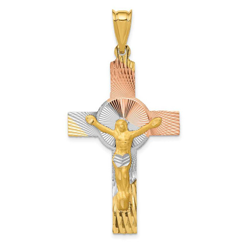 Image of 14K Yellow Gold and Rhodium Iona Crucifix Cross Pendant K5546