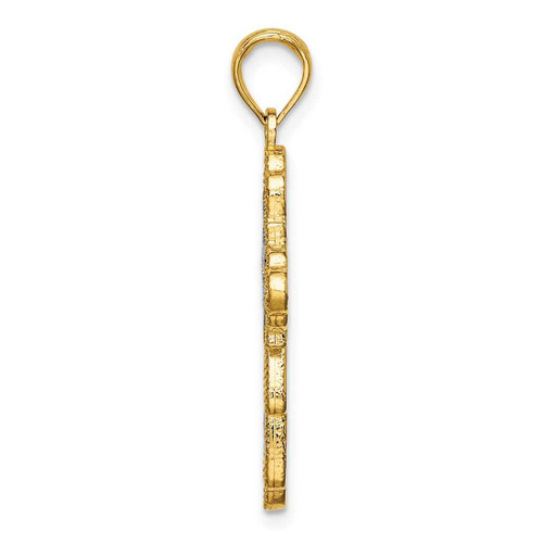 Image of 14K Yellow Gold and Rhodium Lace Trim Cross Pendant