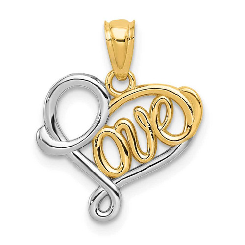 Image of 14K Yellow Gold and Rhodium Love Pendant