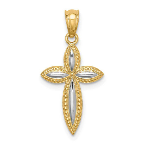 Image of 14K Yellow Gold and Rhodium Passion Cross Pendant
