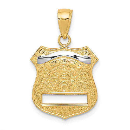 Image of 14K Yellow Gold and Rhodium Police Badge Pendant