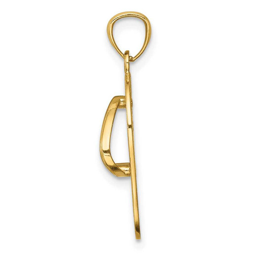 Image of 14K Yellow Gold and Rhodium Polished Floral Flip Flop Pendant