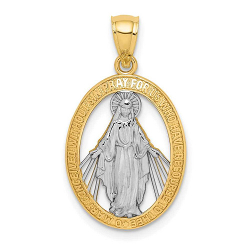 Image of 14K Yellow Gold and Rhodium Polished Miraculous Medal Pendant C4712