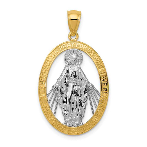 Image of 14K Yellow Gold and Rhodium Polished Miraculous Medal Pendant K6352