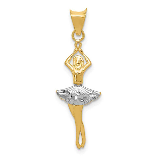 Image of 14K Yellow Gold and Rhodium Polished Moveable Dancer Pendant