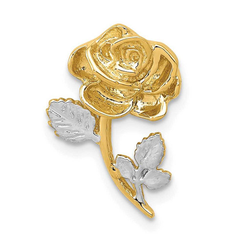 Image of 14K Yellow Gold and Rhodium Polished Rose Flower Slide Pendant