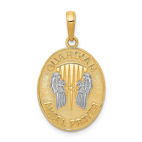 Image of 14K Yellow Gold and Rhodium Reversible w/ Prayer Guardian Angel Pendant