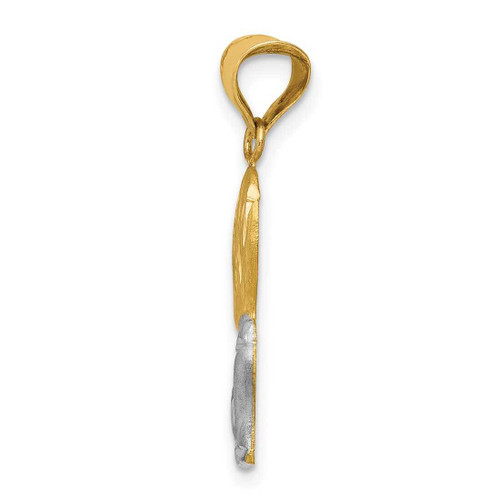 Image of 14K Yellow Gold and Rhodium Satin & Polished Shiny-Cut Boy Communion Pendant