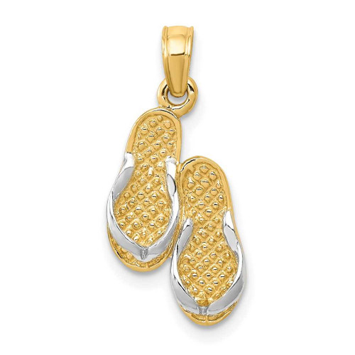 Image of 14K Yellow Gold and Rhodium Solid Polished Sandals Pendant